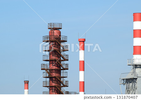 Pipes refinery furnaces and distillation column 131870407