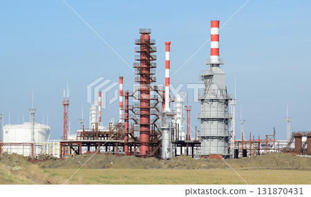 Distillation columns, pipes and other equipment furnaces refinery. 131870431