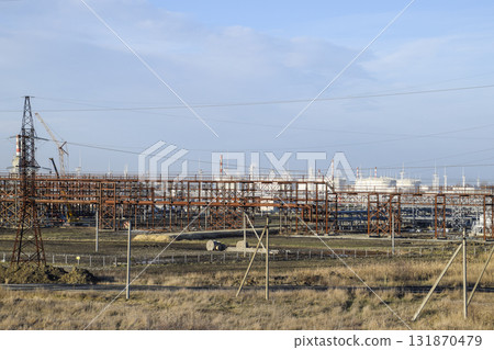 Distillation columns, pipes and other equipment furnaces refinery. 131870479