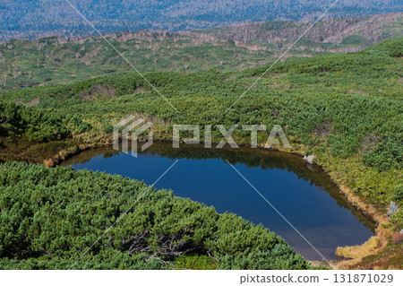 Full Moon Pond reflecting the blue autumn sky (Asahidake, Daisetsuzan Mountains) 131871029