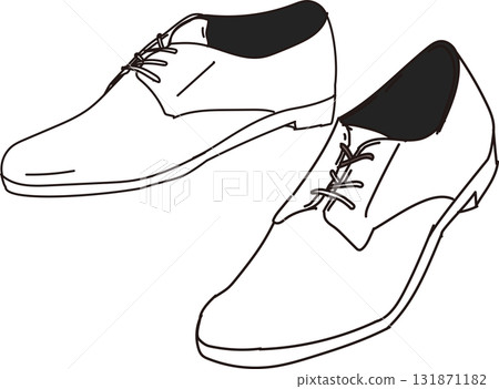 Men's luxury leather shoes_black and white line drawing 131871182