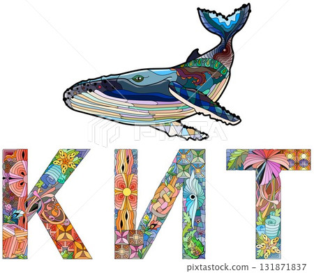 Word WHALE in Russian. Vector zentangle object for decoration Word WHALE in Russian. Vector zentangle object for decoration 131871837