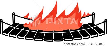 Burning bridge drawing 131871885