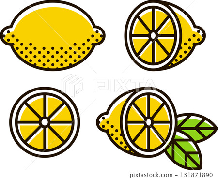 Retro lemon icon set Retro lemon icon set 131871890