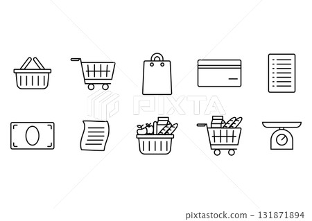 grocery Shopping and Commerce Line Icons Collection grocery Shopping and Commerce Line Icons Collection 131871894