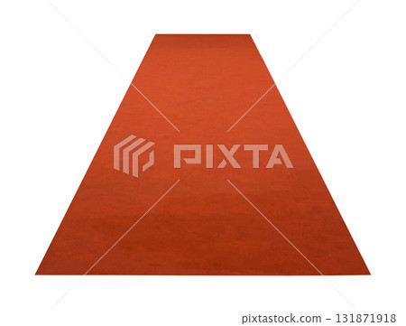 Red furry carpet. Isolated on white background with clipping path 131871918