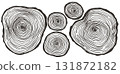 set of tree cuts, vector illustration in sketch style 131872182