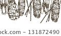 aromatherapy, seamless border. incense, herbs, palo santo. illustration in sketch style 131872490