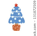 Christmas tree illustration in crayon and Nordic colors 131872509