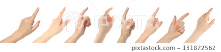 Set of hand gestures pointing, isolated on transparent background Set of hand gestures pointing, isolated on transparent background 131872562