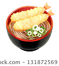 Illustration material of warm New Year's Eve soba: 2 tempura / high resolution 131872569