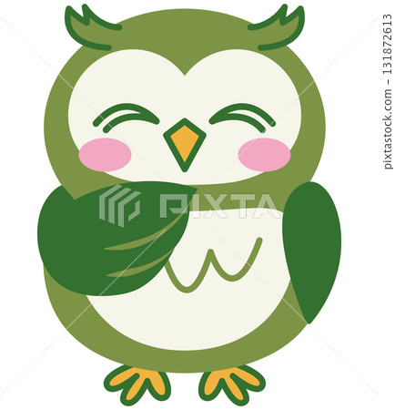 Various expressions of an owl (green)_hehehe Various expressions of an owl (green)_hehehe 131872613