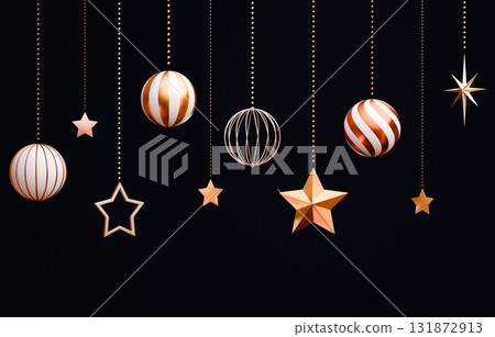 3D素材_聖誕飾品_金色 131872913