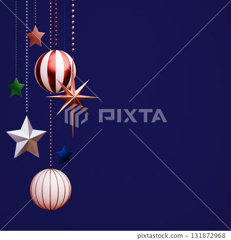 3D material_Christmas ornament_blue background 3D material_Christmas ornament_blue background 131872968