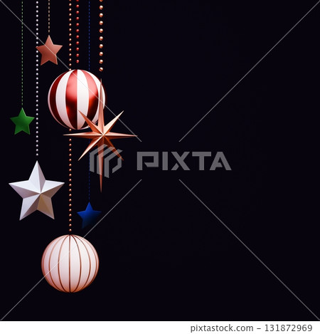 3D material_Christmas ornament_black background 3D material_Christmas ornament_black background 131872969