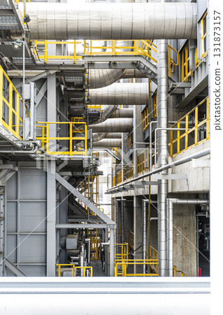 Yellow and gray pipe system 131873157