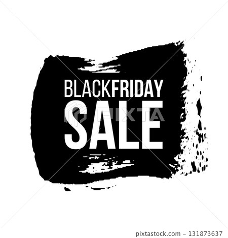 Black friday sale banner layout design. Ink brush stroke with typography on transparent background. Ink brush sale stripes and banners. Sale discount icons. Black friday, big sale. Title text. 131873637