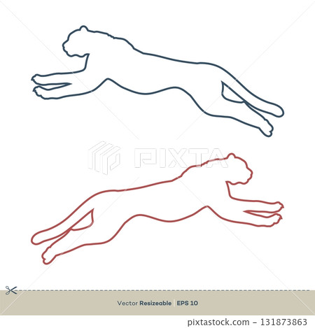 Running Cheetah Line Art Vector Template Illustration Design. Vector EPS 10. 131873863