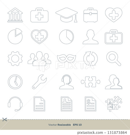 Business Line Art Set Icon Logo Template Illustration Design. Vector EPS 10. Business Line Art Set Icon Logo Template Illustration Design. Vector EPS 10. 131873864