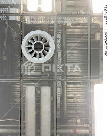 Construction details inside industrial roofs 131873982