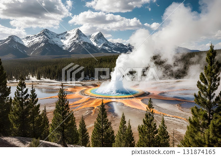 hot thermal spring in yellowstone 131874165