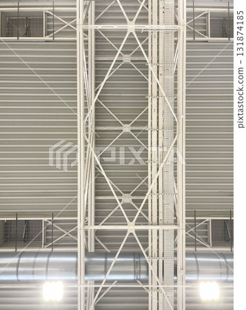Construction details inside industrial roofs Construction details inside industrial roofs 131874185