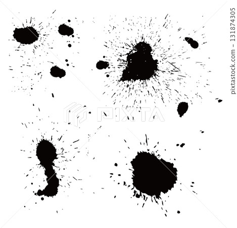 Set of bloodstains and blood vector material - black 131874305