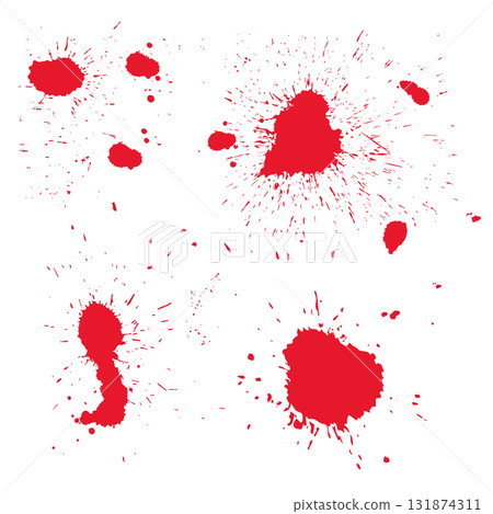Set of bloodstains and blood vector material - Red 131874311