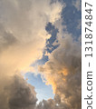 Fluffy clouds orange frame 131874847