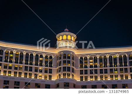 Night view of Bellagio in Las Vegas, Nevada, USA 131874965