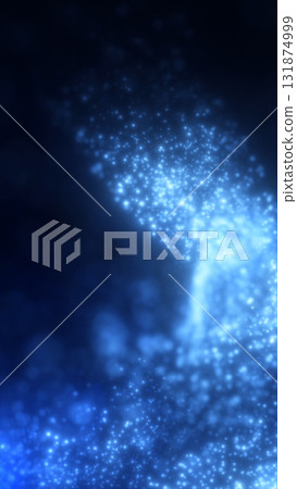 Flowing stream of soft blue light particles on a dark background, creating a cosmic and tranquil atmosphere 131874999