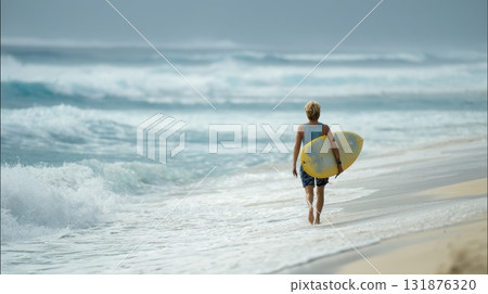 A Joyful Senior Woman Excitedly Surfing at the Beach, Embracing Her Passion for Adventure and Fitness A Joyful Senior Woman Excitedly Surfing at the Beach, Embracing Her Passion for Adventure and Fitness 131876320