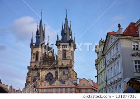 Gothic church with twin towers in Prague Gothic church with twin towers in Prague 131877033