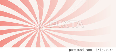 Swirl Groovy Starburst. Abstract vintage Gradient background pattern in Warm Tone with radial rays. Vector illustration. Simple spiral Horizontal wallpaper for posters, banners, web templates. Not AI 131877038