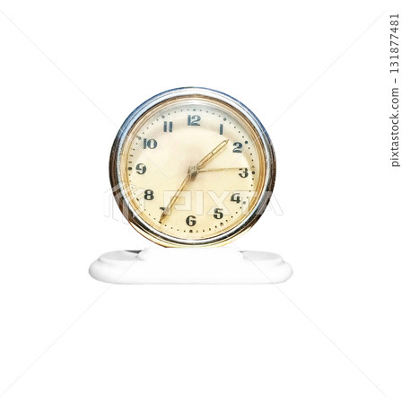 Old soviet antique vintage table clock on a white background Old soviet antique vintage table clock on a white background 131877481