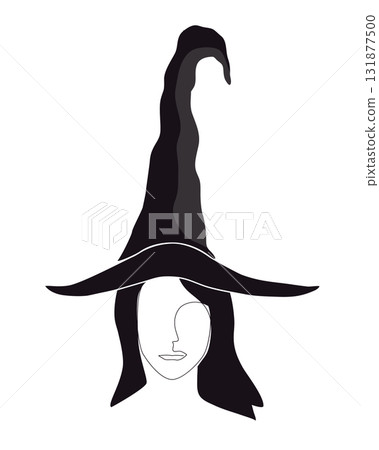 Silhouette of beautiful witch girl in pointy hat. Isolated hand drawn vector illustration. Silhouette of beautiful witch girl in pointy hat. Isolated hand drawn vector illustration. 131877500