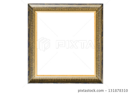 Gold frame for a picture in a classic baroque style on a white blank background. Gold frame for a picture in a classic baroque style on a white blank background. 131878310