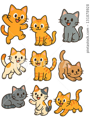 各種表情的貓咪全身套裝 各種表情的貓咪全身套裝 131878928