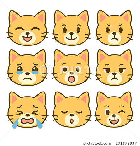 各種表情的貓臉插圖集 各種表情的貓臉插圖集 131878937