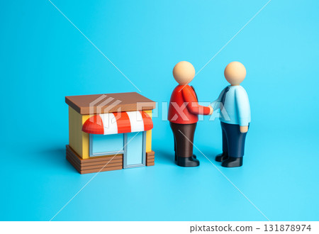Business purchase agreement. Business partnership. Goods supply agreement. Legal cooperation, entrepreneurship, and strategic alliance. Corporate transactions, contracts, B2B relations. 131878974