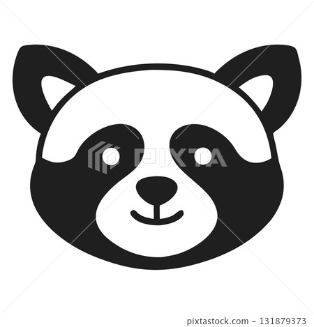 Cartoon raccoon's face shows its cheerful simplicity with a smile and distinct markings 131879373