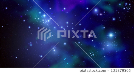 Vector illustration of a realistic galaxy in deep space with glowing stars and cosmic dust Vector illustration of a realistic galaxy in deep space with glowing stars and cosmic dust 131879505