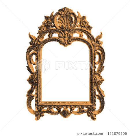 Elegant Vintage Ornate Baroque Frame in Halftone Engraving Style Elegant Vintage Ornate Baroque Frame in Halftone Engraving Style 131879506