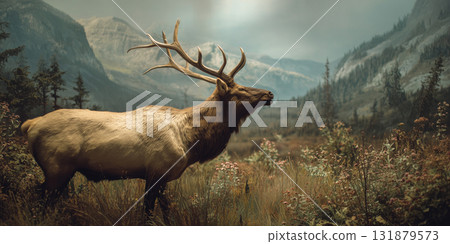 Wild deer in wilderness of North America 131879573