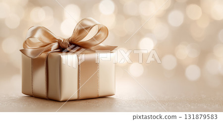 Christmas gift in golden box 131879583