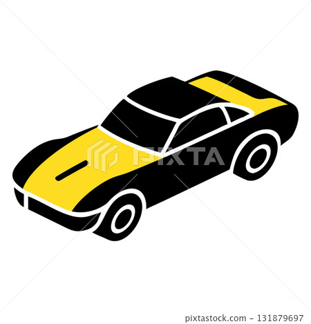 Isometric sports automobile displays a classic twotone paint scheme for a striking retro style 131879697
