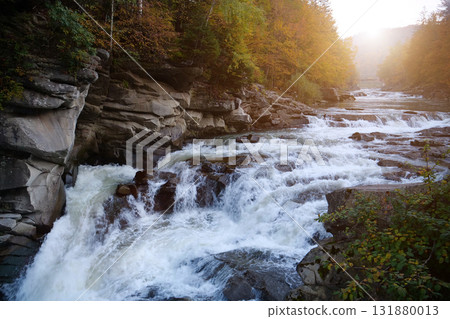 Probiy waterfall on Prut River in Yaremche City, western Ukraine 131880013