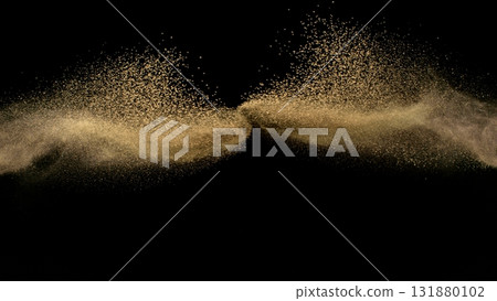 Freeze Motion Shot of Flying Soil , Isolated on Black Background 131880102