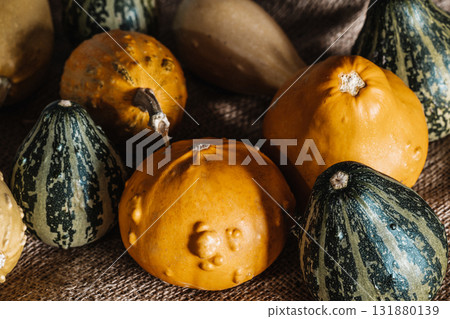 Yellow and Green Mini Decorative Pumpkins Yellow and Green Mini Decorative Pumpkins 131880139