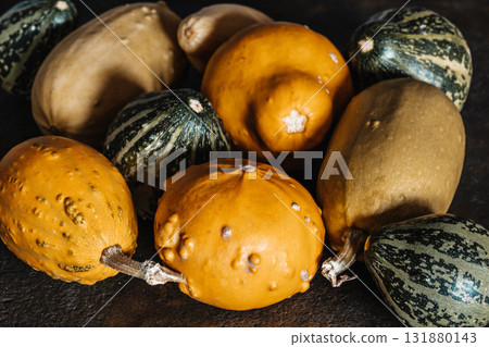 Yellow and Green Mini Decorative Pumpkins Yellow and Green Mini Decorative Pumpkins 131880143